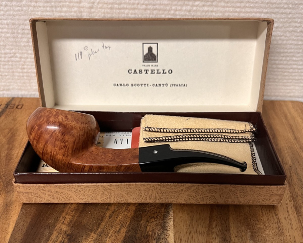 Vintage Castello Author Shape 11 Italian Pipe w/ Box Paperwork KKK Briar Rating